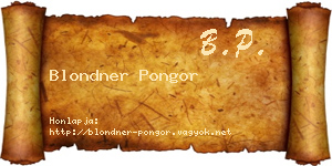 Blondner Pongor névjegykártya